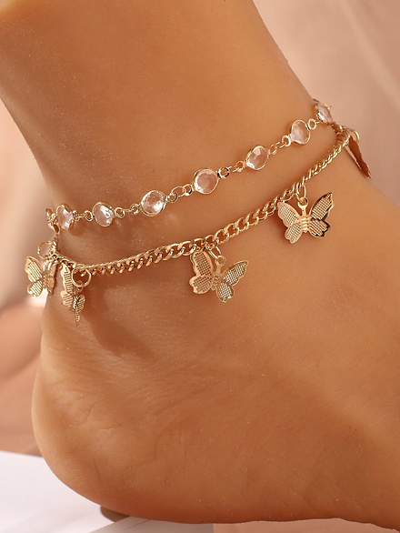 2pcs Butterfly Charm Anklet Bracelet