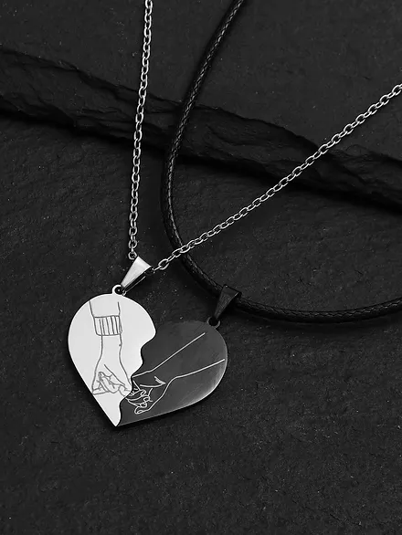 2pcs Couple Rhinestone Decor Necklace