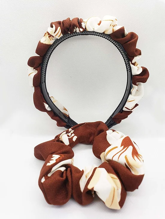 Chocolate Ripple Print Headband and Scrunchie