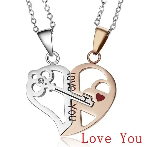 Couple Necklace broken heart 2 pcs
