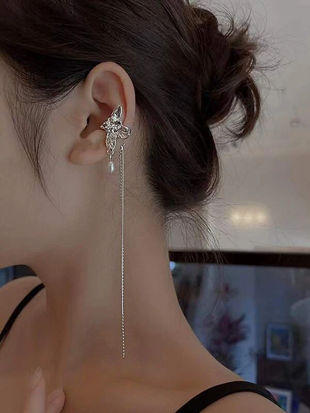 Faux Pearl Decor Geometric Ear Cuff