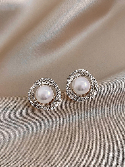 Faux Pearl Stud Earrings