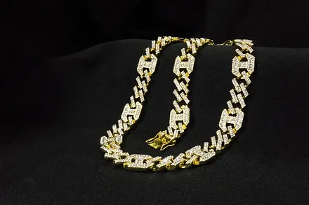 Iced out Gold Plated Necklace and Bracelet