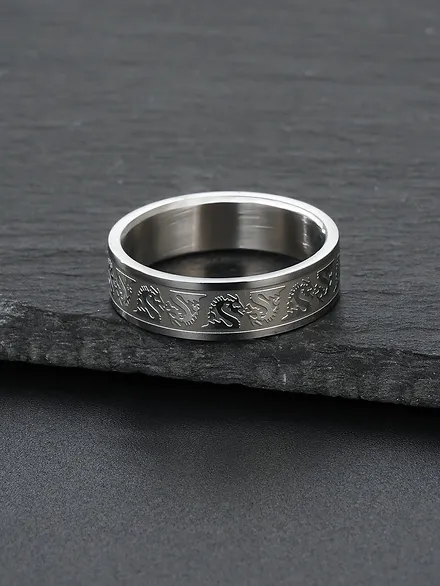 Men Chinese Dragon Textured Ring