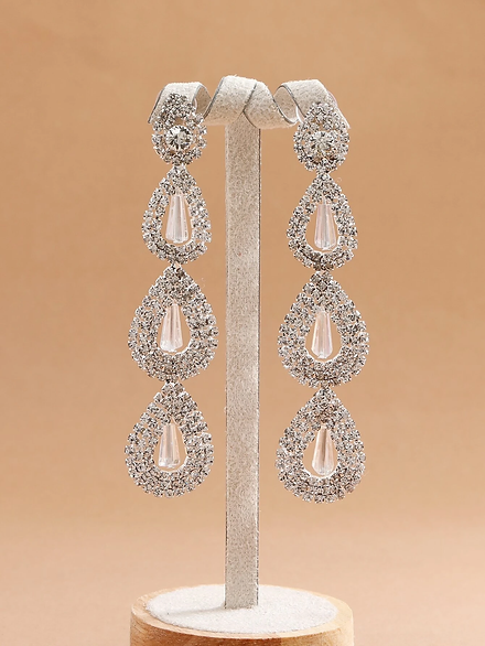 Rhinestone Water Drop Decor Earrings