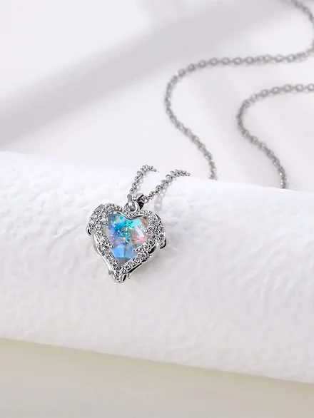 Zircon Blue Heart Necklace